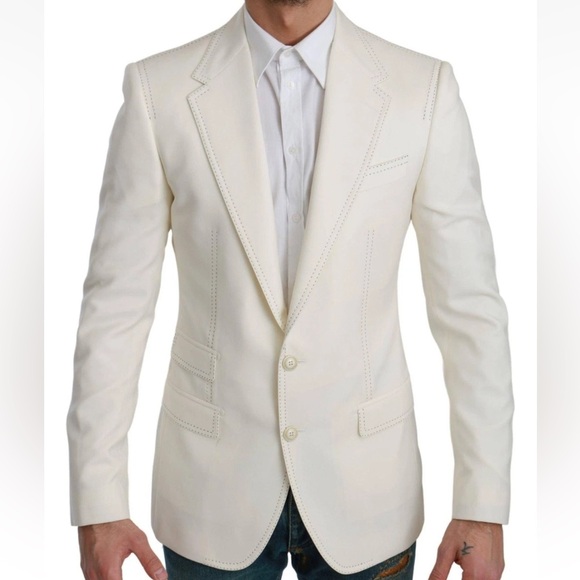 Dolce & Gabbana Men's White Cream Sicilia Single Breasted Blazer - Size 36 US - Picture 1 of 16